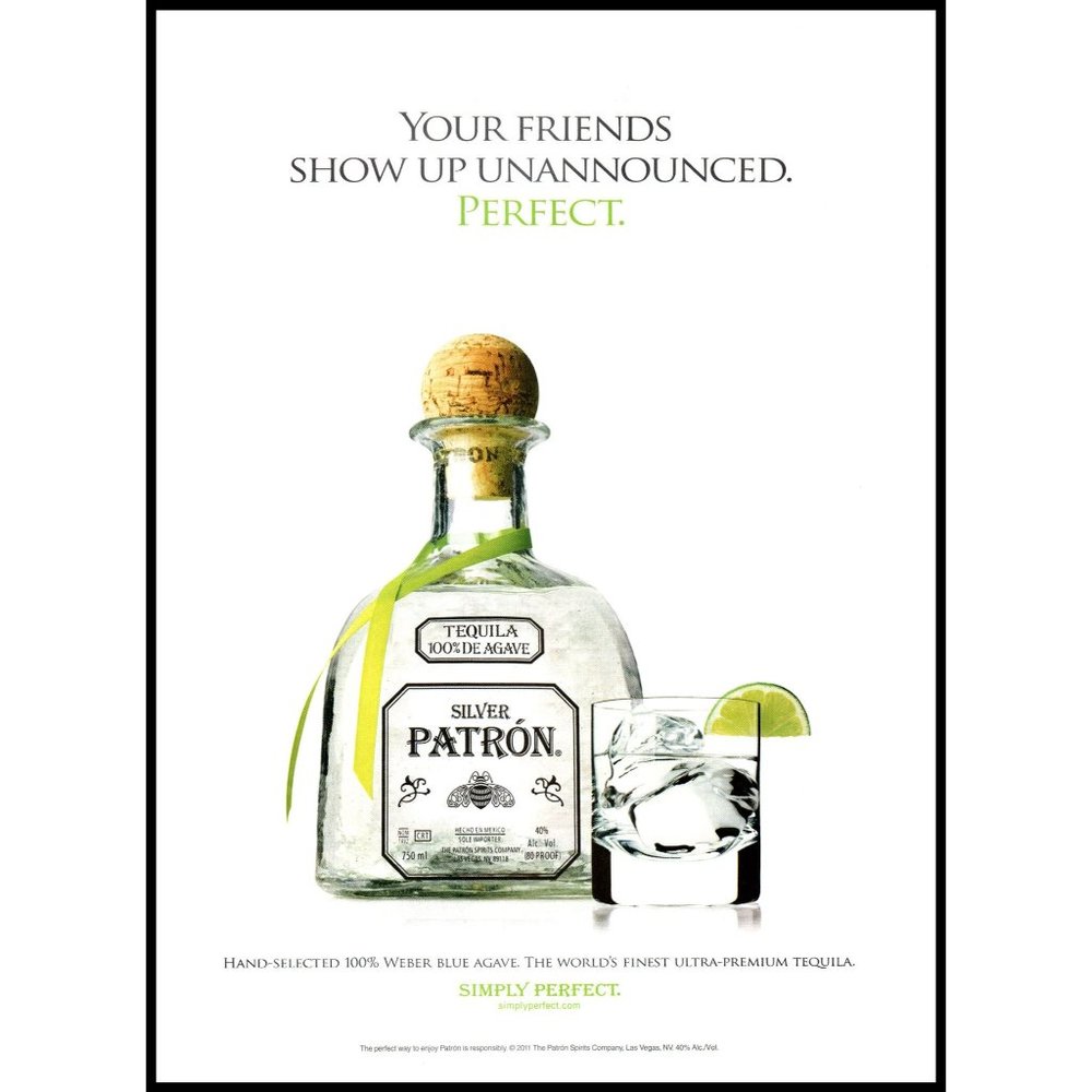 2011 Patron Silver Tequila Vintage Print Ad Blue Agave Lime Bar Wall Art Decor